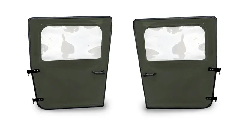 New Pair Of Soft Canvas Doors, Front Or Rear Pair, Green, Fits Military Humvee Hmmwv 1