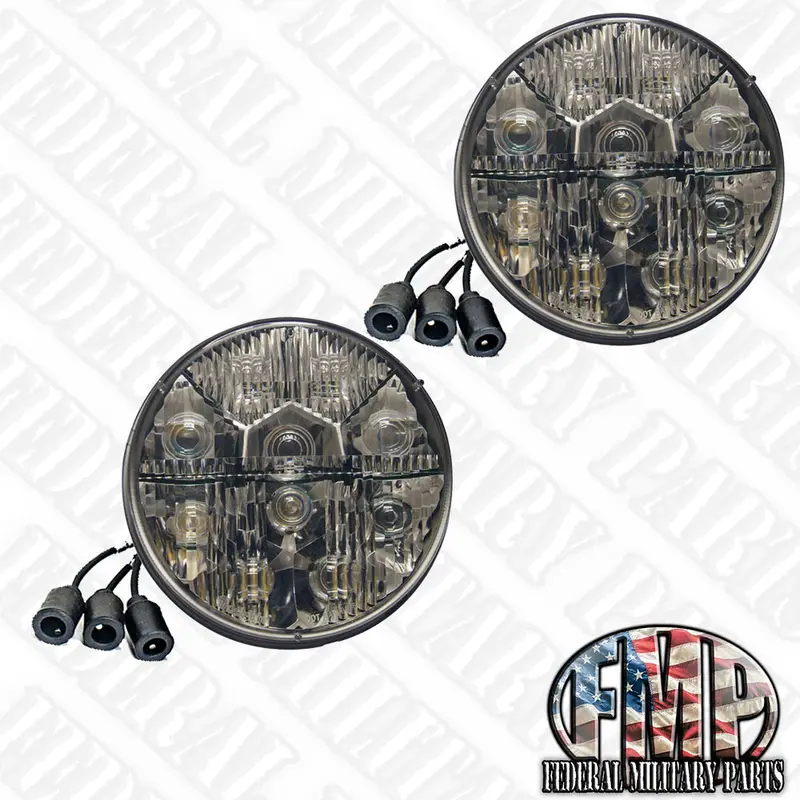Oem Headlight Pair Plus 22 Pc Led Bulb Conversion Kit Oem Style 24V Led Plug And Play Head Lights Fits Humvee 2