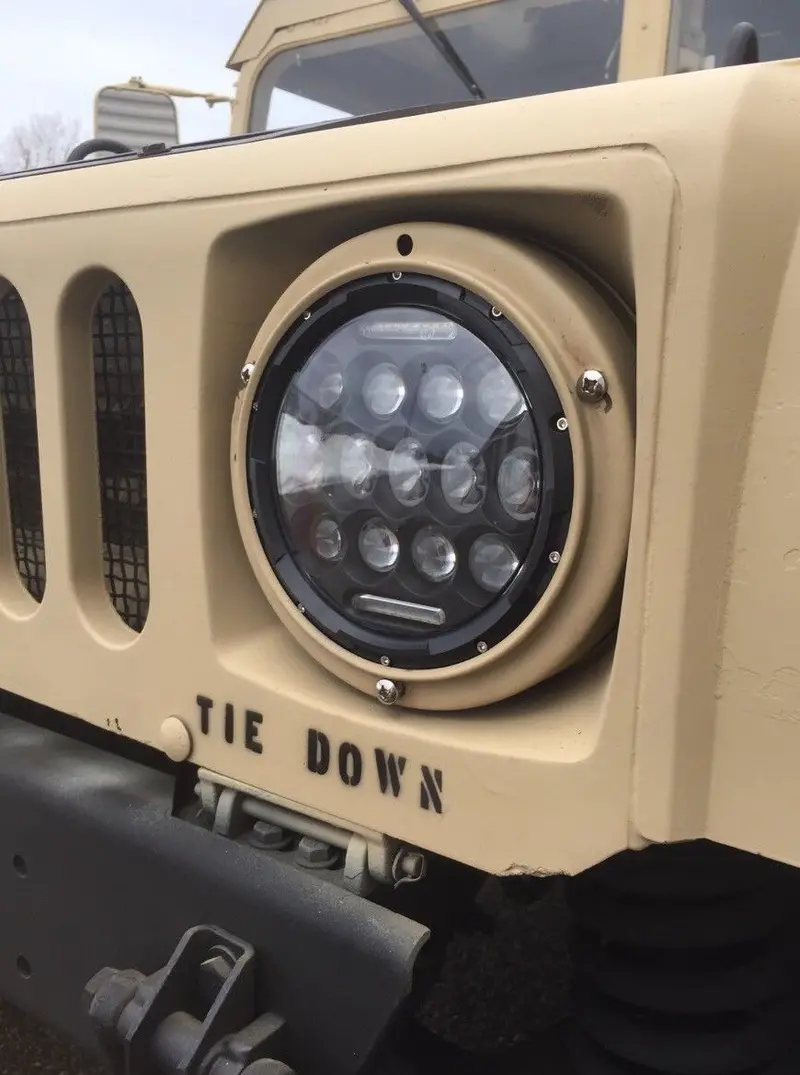 One L.E.D. Military Headlight With Black Bezel - Headlight Plug & Play (Not A Pair) 1