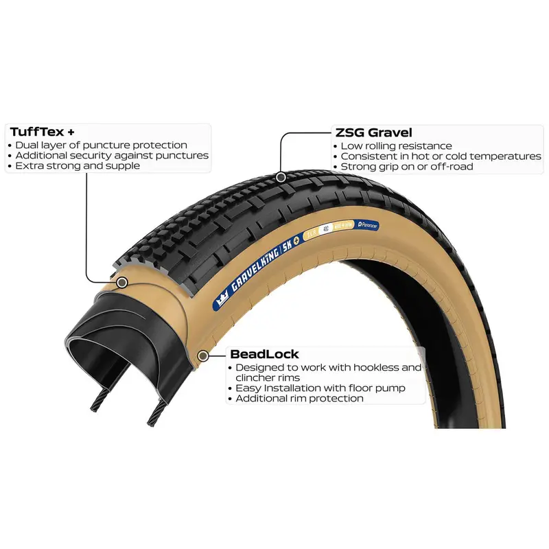 Panaracer Gravelking Sk+ 700C Folding Gravel Tire - Black-Brown 3