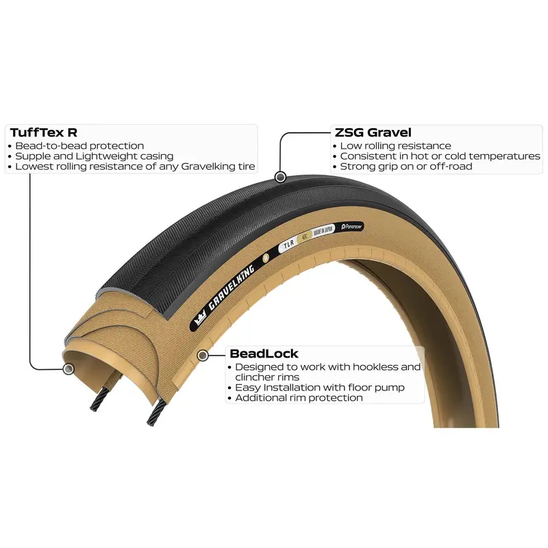 Panaracer Gravelking Ss R 700C Folding Gravel Tire - Black-Amber 3