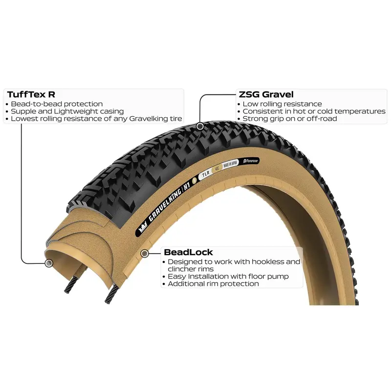 Panaracer Gravelking X1 R 700C Folding Gravel Tire - Black-Amber 3