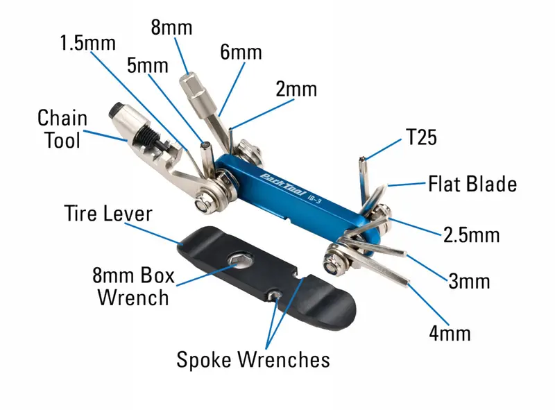 Park Tool I-Beam 3 Mini Folding Multi-Tool Ib-3C - Blue 1