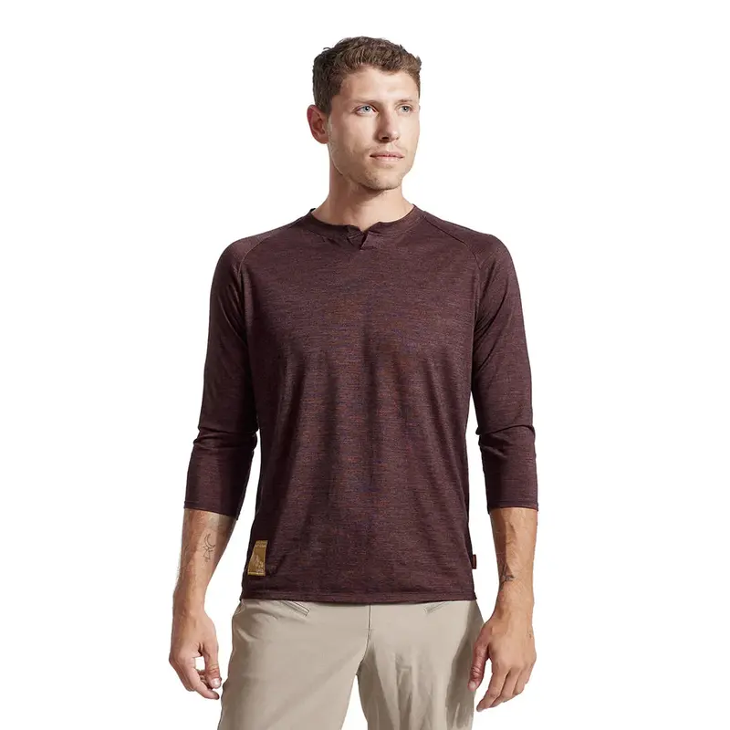 Pearl Izumi Canyon Merino 3/4 Sleeve Mtb Jersey - Black-Russet Heather 1