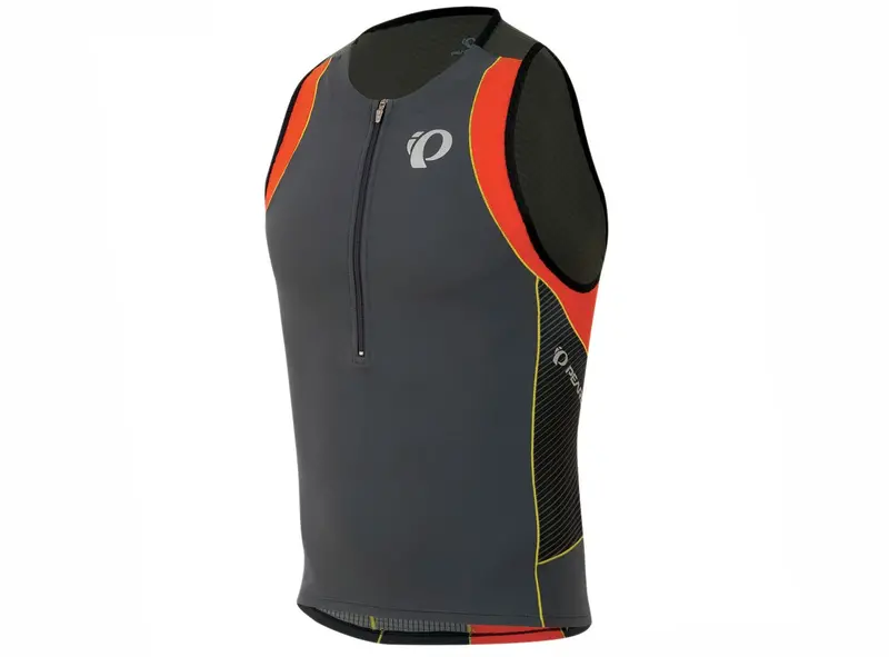 Pearl Izumi Elite Inrcool Tri Singlet - Shadow Gray-Mandarin Red 1
