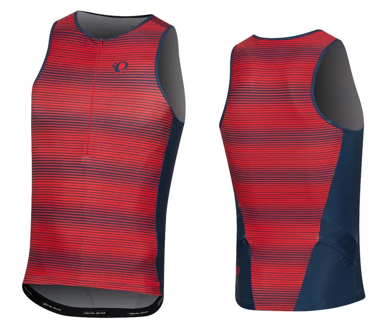Pearl Izumi Elite Pursuit Graphic Tri Singlet - Torch Red-Navy Stripe 1