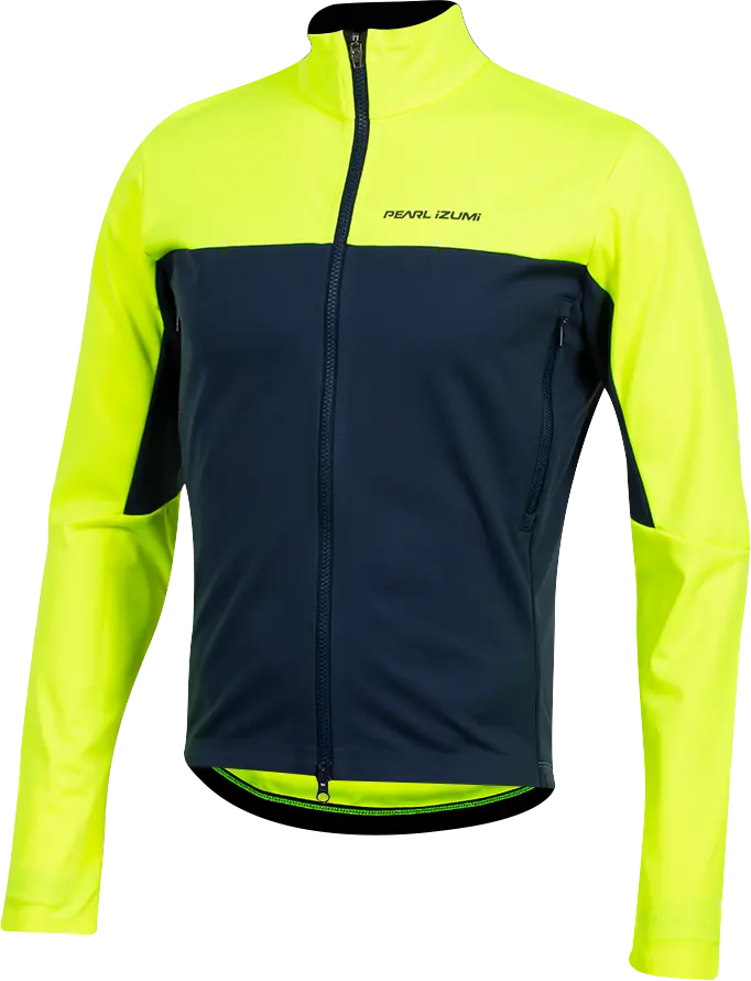 Pearl Izumi Interval Amfib Cycling Jacket - Screaming Yellow-Navy 1