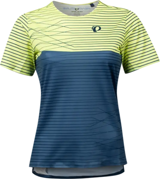 Pearl Izumi Launch Short Sleeve Mtb Jersey - Womens - Sunny Lime-Dark Denim Frequency 1