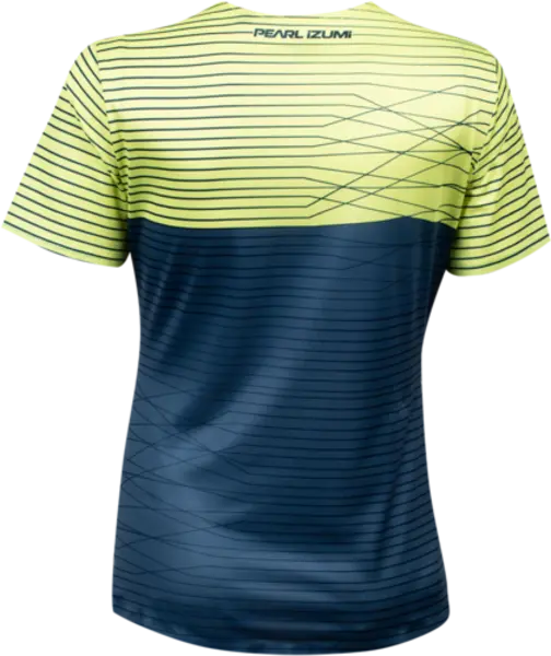 Pearl Izumi Launch Short Sleeve Mtb Jersey - Womens - Sunny Lime-Dark Denim Frequency 2