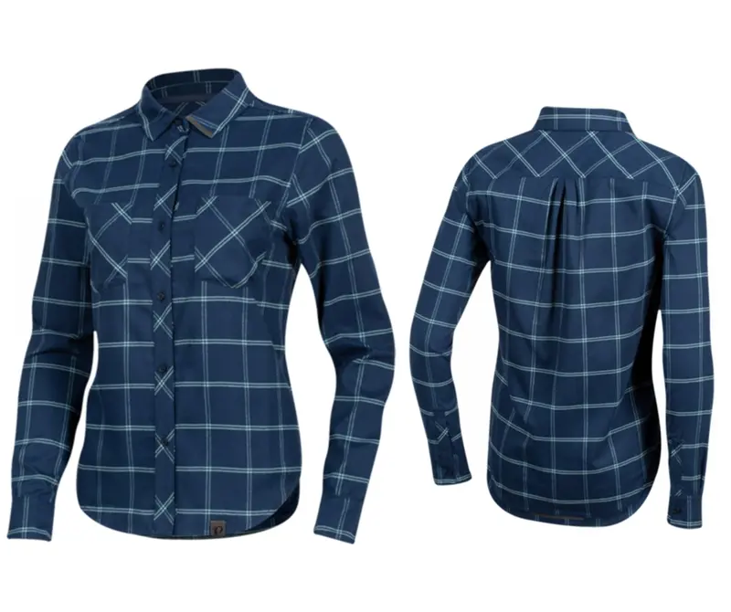 Pearl Izumi Rove Long Sleeve Shirt - Womens - Navy-Aquifer Plaid 1