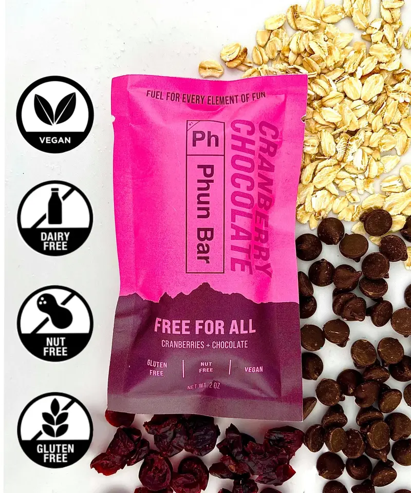 Phun Bar Energy Bar - Vegan Free For All - Cranberries And Chocolate 1