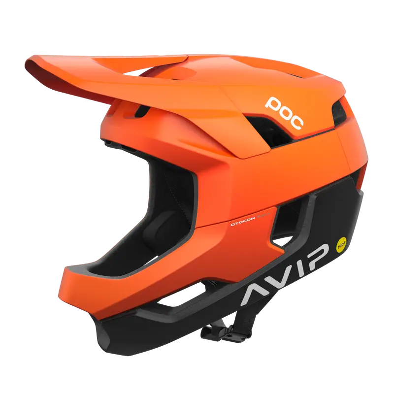 Poc Otocon Race Mips Full Face Helmet - Fluorescent Orange Avip-Uranium Black Matt 1