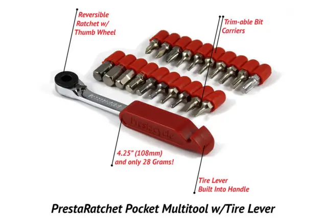 Prestacycle Prestaratchet Multi-Tool With 20 Bits - Red-Silver 2