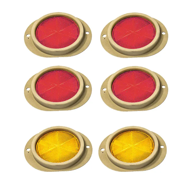 Reflectors Tan 6 Piece Set - 4 Red 2 Yellow - For All Military Wheeled Vehicles Including Humvee 1