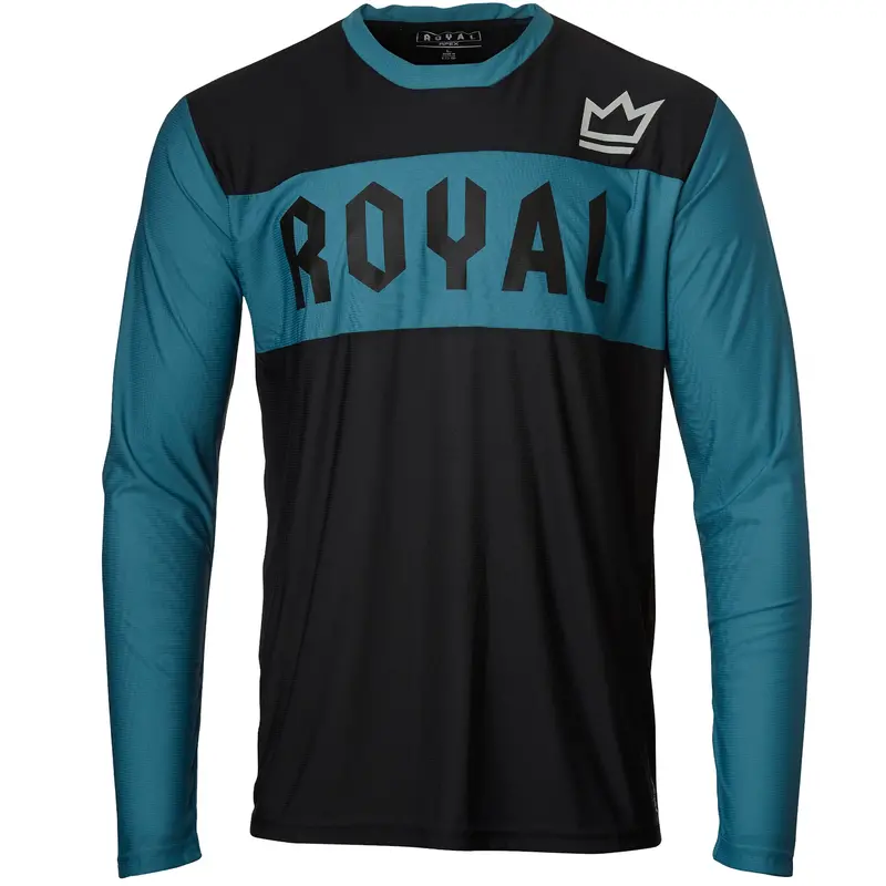 Royal Apex Long Sleeve Mtb Jersey - Steel Blue-Black 1