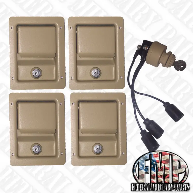 Security Kit - Single Locking Door Handles & Keyed Ignition Switch - Color Choice Fits Humvee M998 4