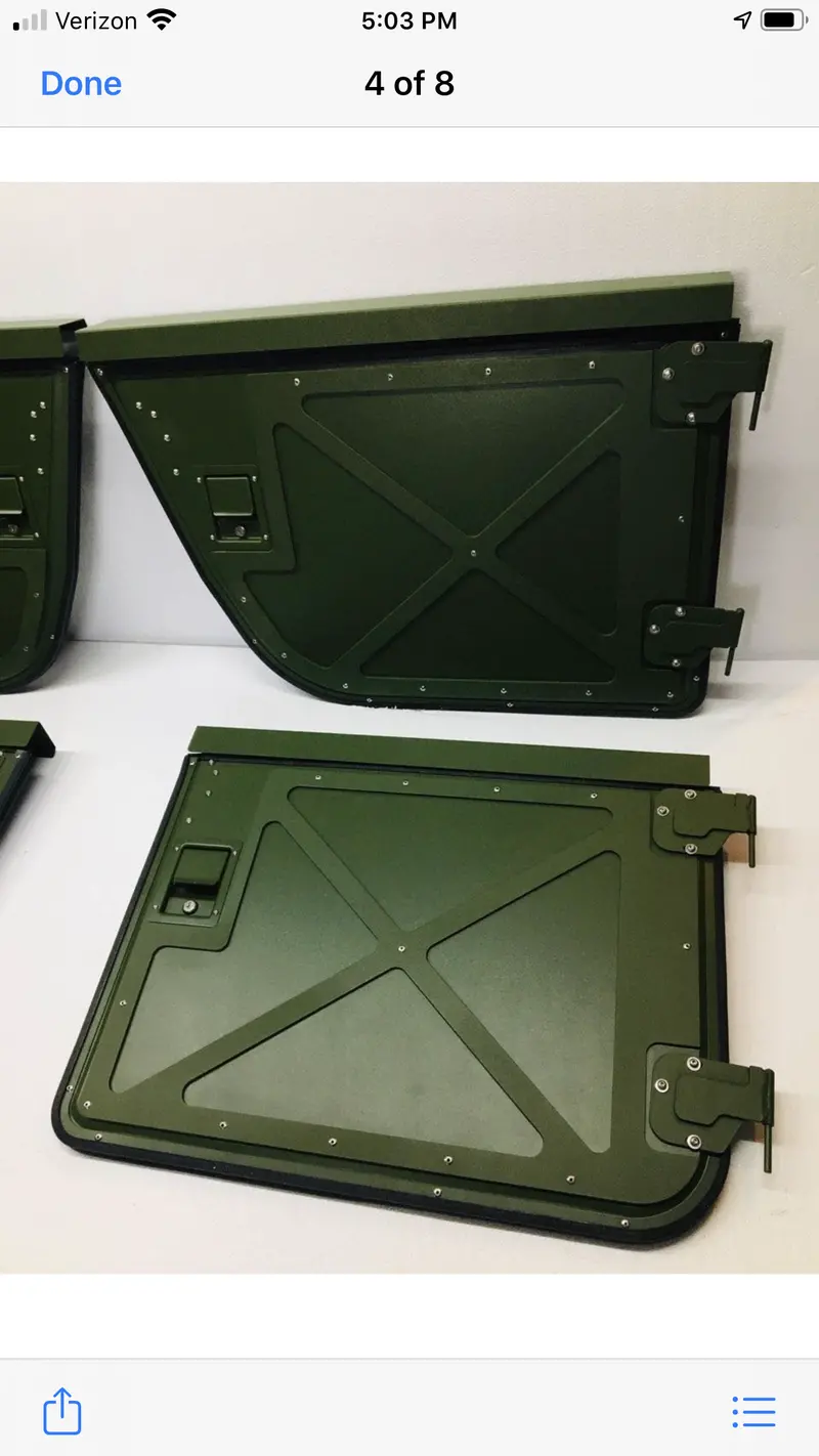 Set Of 4 Military Split Doors With X Pattern, Convertible From Full Doors To Half Doors Fit Humvee 11