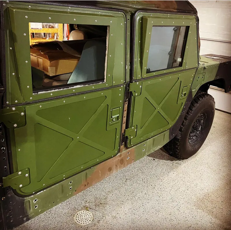 Set Of 4 Military Split Doors With X Pattern, Convertible From Full Doors To Half Doors Fit Humvee 3