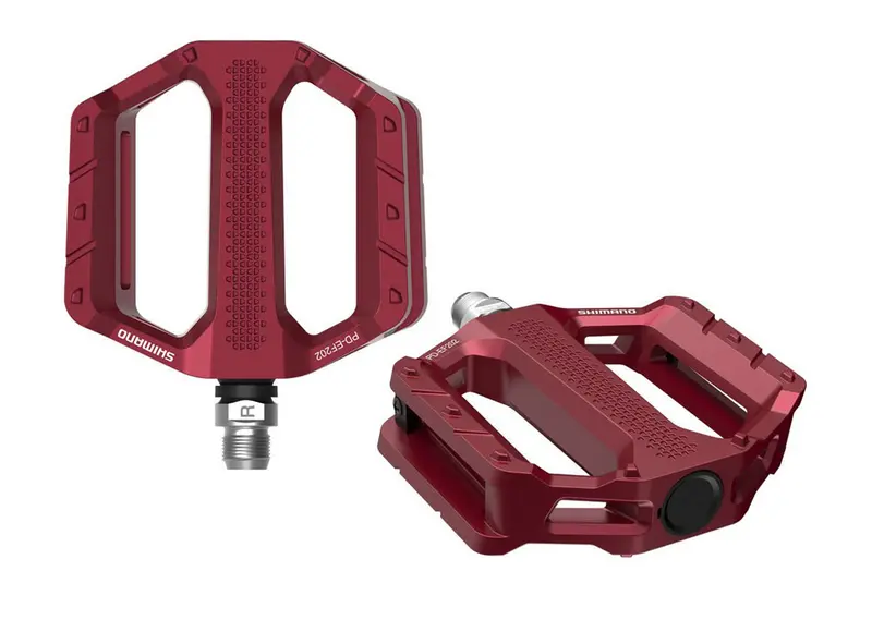 Shimano Ef202 E-Bike Flat Pedals - Red-Black 1