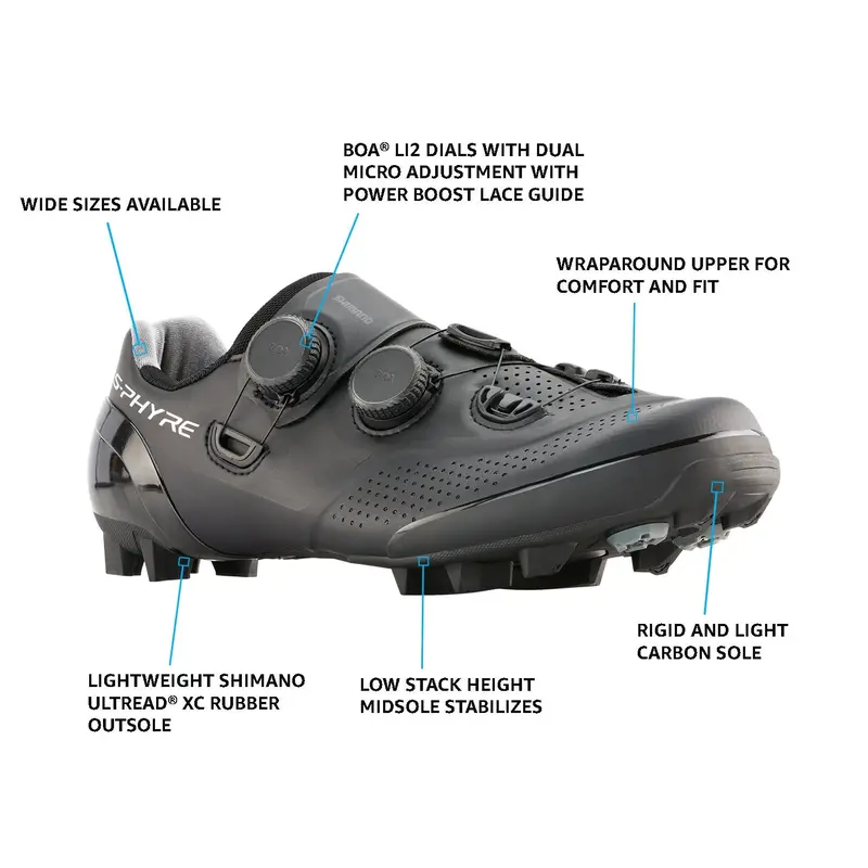 Shimano Xc902 S-Phyre Spd Xc Mtb Shoe - Wide - Black 5