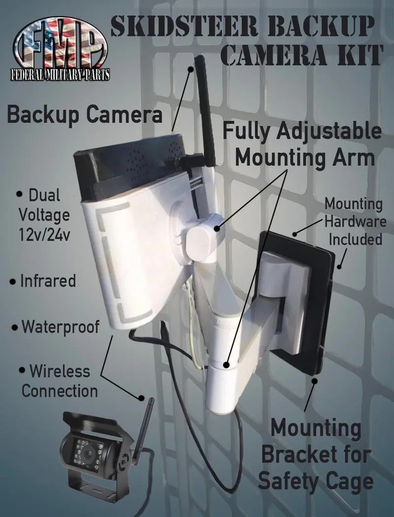 Skid Steer Bobcat Back Up Camera + Mounting Arm - Universal For All Skid Steer Loaders 2
