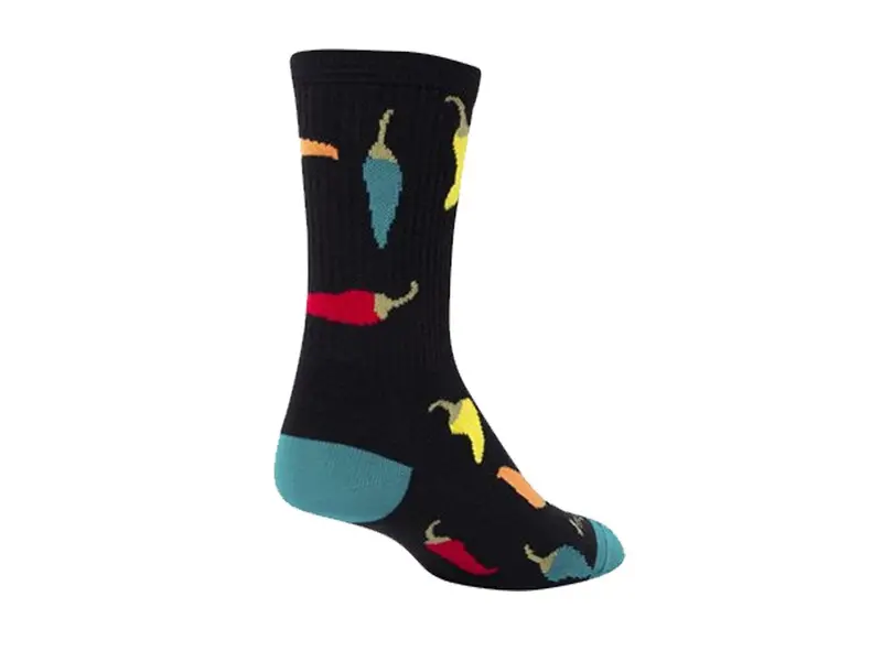 Sockguy 6" Crew Cuff Sock - Peppers - Black-Blue 1