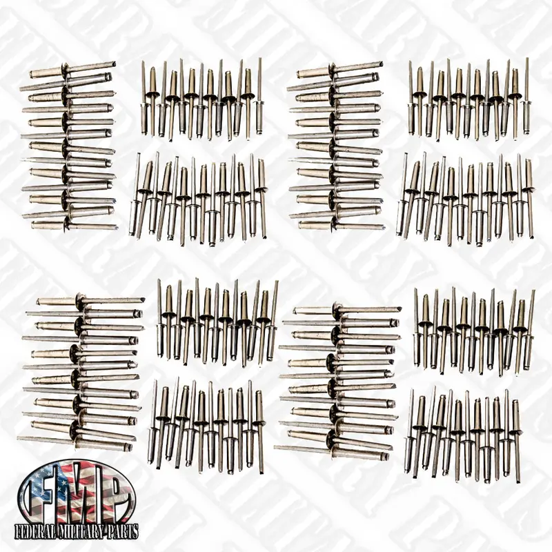 Stainless Steel Rivet Kit - 4 Door Kit - 154 Pc - Fits Humvee X-Door M998 Hmmwv - For Mounting Door Skins 1