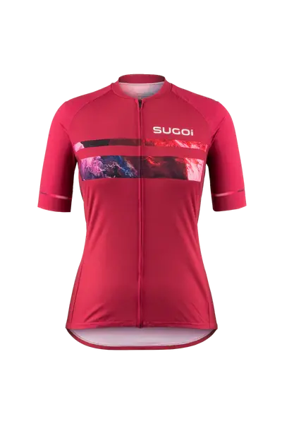 Sugoi Evolution Zap 2 Short Sleeve Jersey - Womens - Cherry Blossom Red-Thunder Sky 1