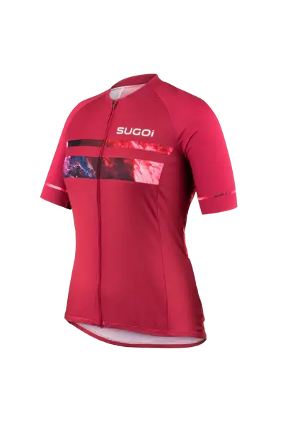 Sugoi Evolution Zap 2 Short Sleeve Jersey - Womens - Cherry Blossom Red-Thunder Sky 3