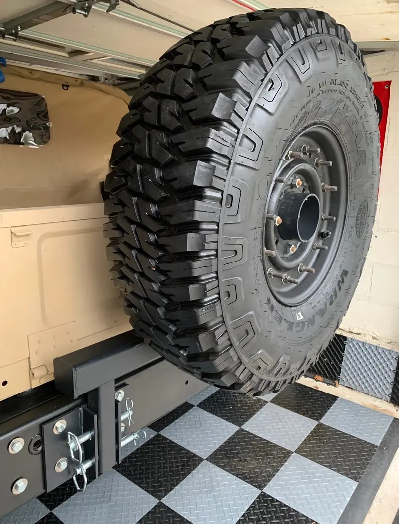 Swing Away Spare Tire 2Nd Gen Carrier Plus Mounted Spare Tire Goodyear Mt Includes Run Flat Insert For Military Humvee 1