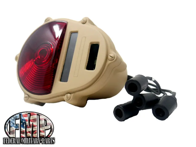 Tan Tail Light Sign Brake Stop Light Assembly Black 24-Volt, Fits Military Humvee 1