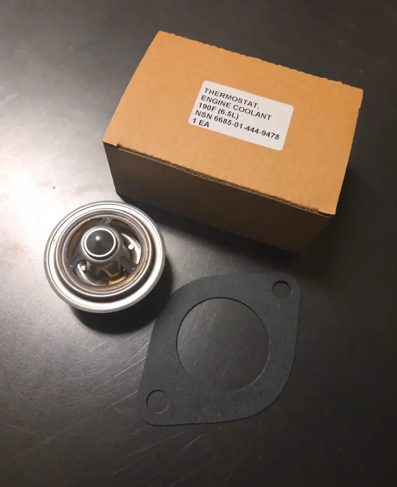 Thermostat, Engine Coolant (6.5L) 190 °F, For Humvee Hmmwv Nsn: 6685-01-444-9478 1