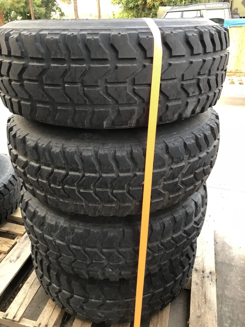 Tires - Matched Set Of Four Or Five - 37" - Goodyear Mt Radials - Mounted On Rims - Includes Run Flat Inserts For Military Humvee 1
