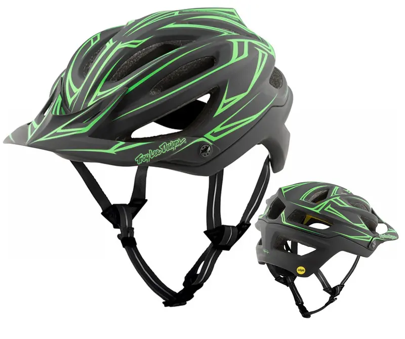 Troy Lee Designs A2 Mips Mtb Helmet - Pinstripe - Black-Green 1