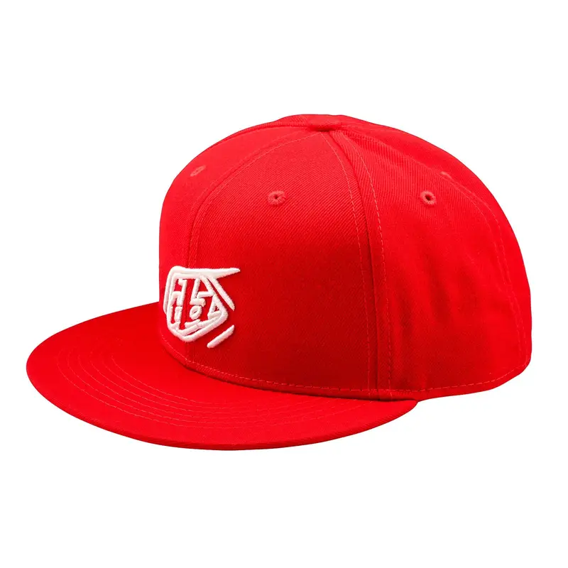Troy Lee Designs Badge Flat Bill Snapback Hat - Team Red 1