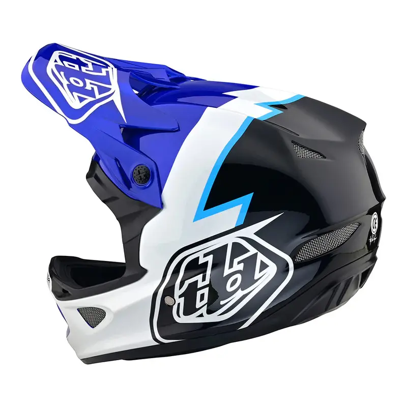 Troy Lee Designs D3 Fiberlite Full Face Helmet No Mips - Volt - Blue - 2023 4