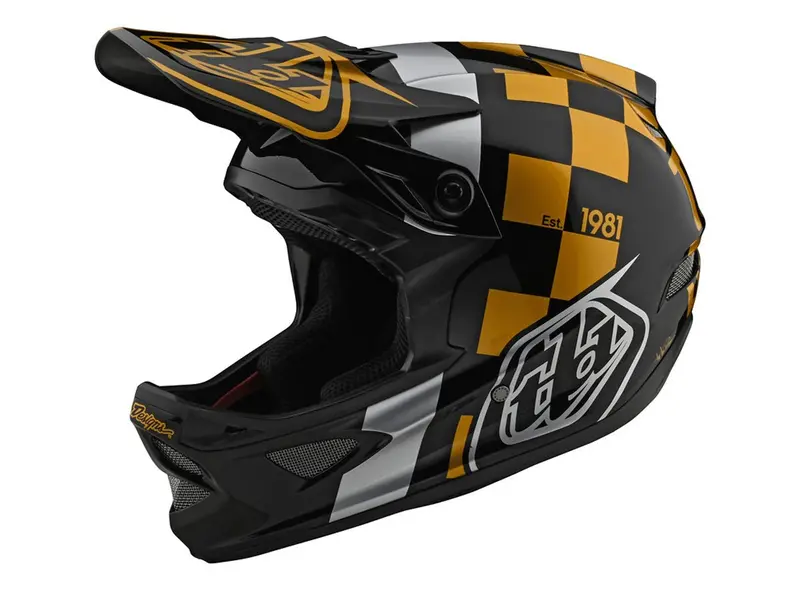 Troy Lee Designs D3 Fiberlite Full Face Helmet - Race Shop - Black-Gold - 2020 1