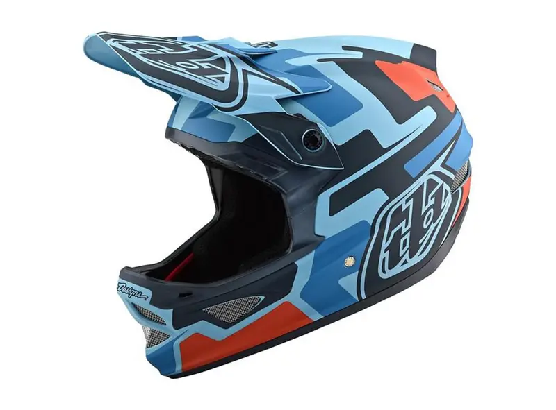 Troy Lee Designs D3 Fiberlite Full Face Helmet - Speedcode - Blue-Black 1