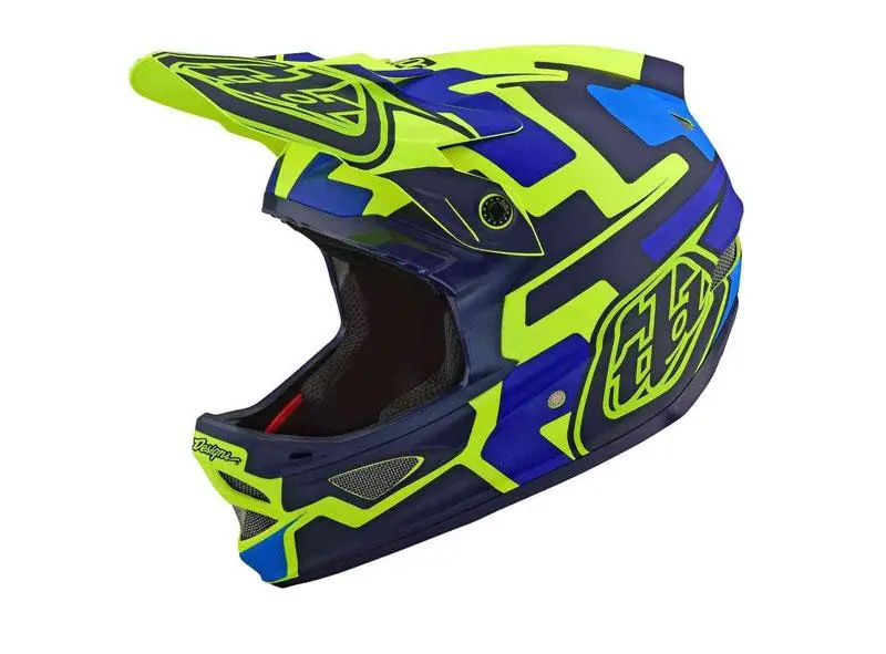 Troy Lee Designs D3 Fiberlite Full Face Helmet - Speedcode - Yellow-Blue 1