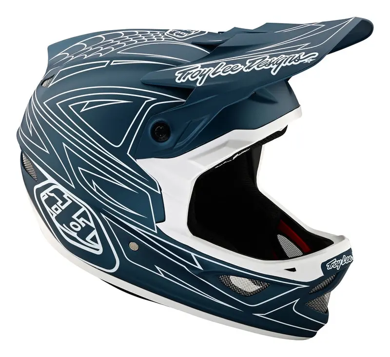 Troy Lee Designs D3 Fiberlite Full Face Helmet - Spider Stripe - Blue 1