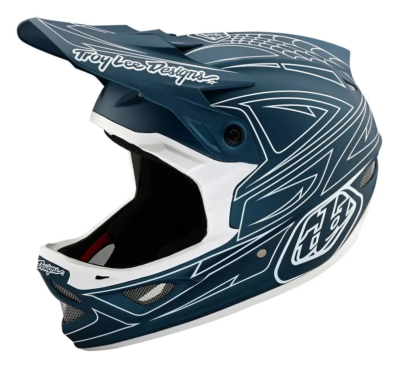 Troy Lee Designs D3 Fiberlite Full Face Helmet - Spider Stripe - Blue 2