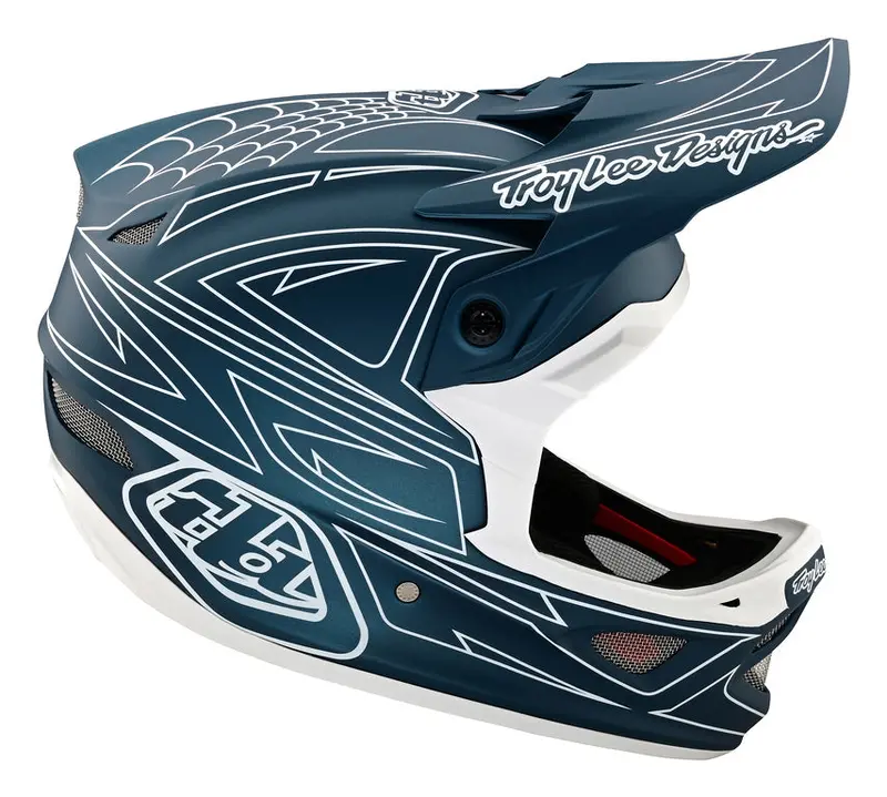Troy Lee Designs D3 Fiberlite Full Face Helmet - Spider Stripe - Blue 3