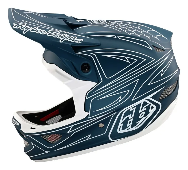 Troy Lee Designs D3 Fiberlite Full Face Helmet - Spider Stripe - Blue 4