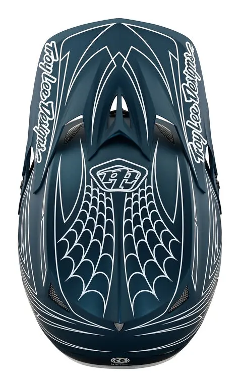 Troy Lee Designs D3 Fiberlite Full Face Helmet - Spider Stripe - Blue 6