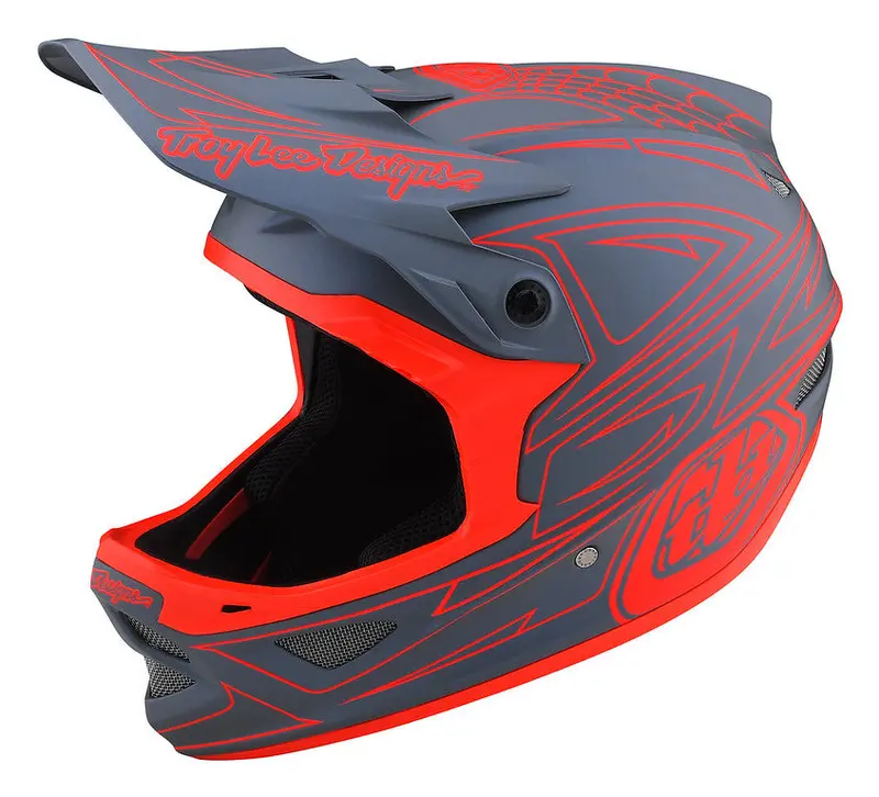 Troy Lee Designs D3 Fiberlite Full Face Helmet - Spiderstripe - Gray-Red 1
