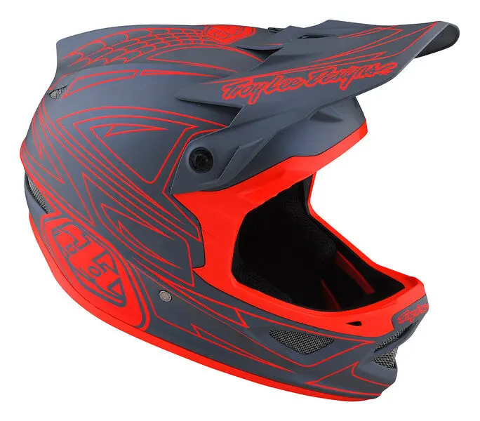 Troy Lee Designs D3 Fiberlite Full Face Helmet - Spiderstripe - Gray-Red 2