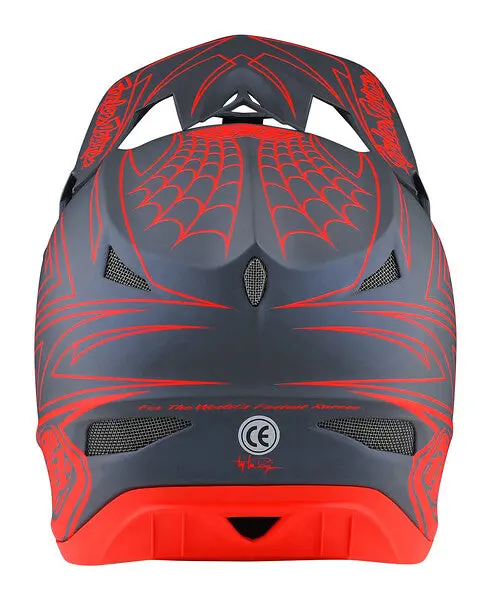 Troy Lee Designs D3 Fiberlite Full Face Helmet - Spiderstripe - Gray-Red 3