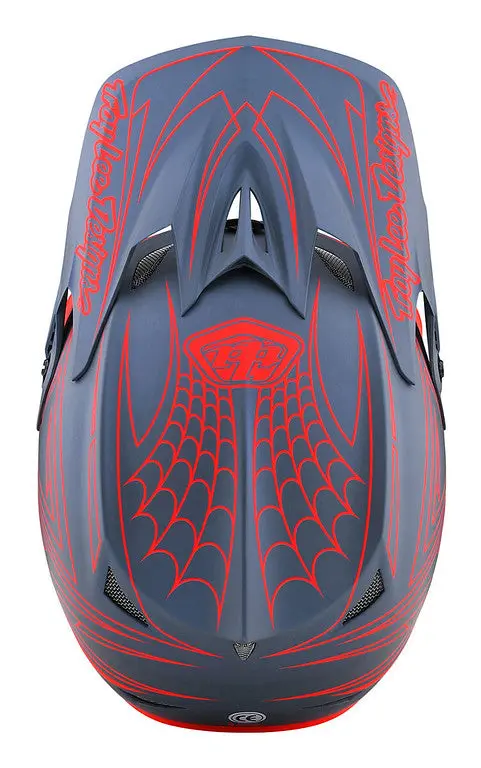 Troy Lee Designs D3 Fiberlite Full Face Helmet - Spiderstripe - Gray-Red 4