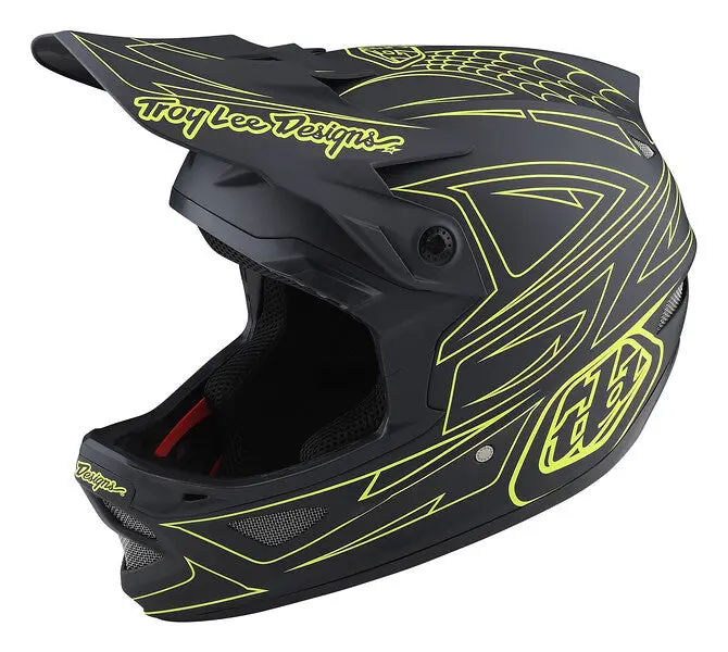 Troy Lee Designs D3 Fiberlite Full Face Helmet - Spiderstripe - Gray-Yellow 1