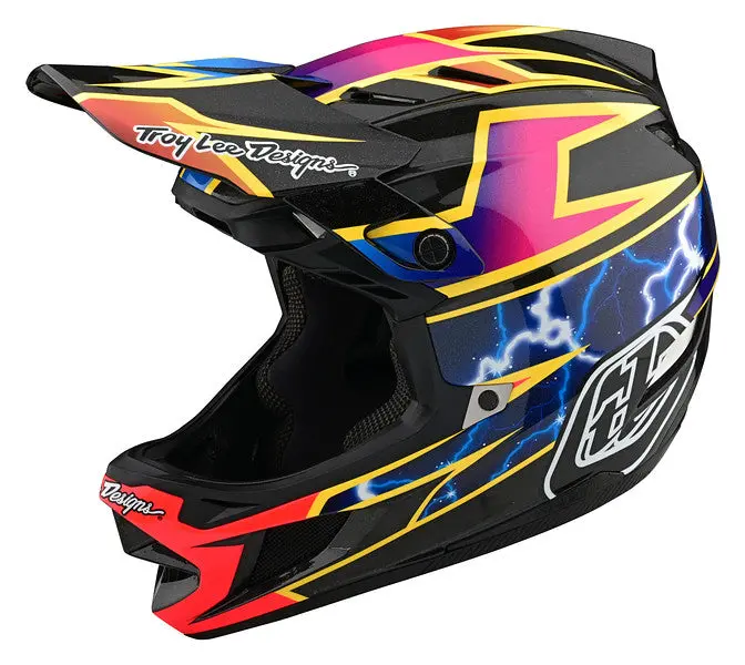 Troy Lee Designs D4 Carbon Full Face Helmet - Lightning - Black - 2022 1